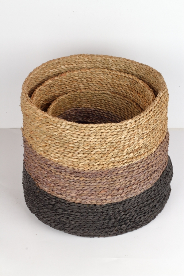 Koš z mořské trávy kulatý velký 42×34×42cm