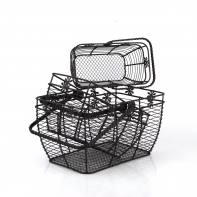 Košík drátěný antik s kytičkou a uchem (3ks)