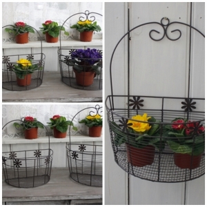 Košík drátěný antik. sada dvou košíků