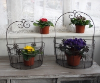 Košík drátěný antik. sada dvou košíků