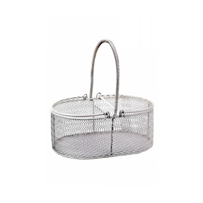 Košík drátěný bílý krémový 17x12x18cm