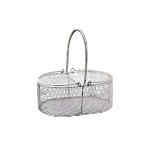 Košík drátěný bílý krémový 17x12x18cm