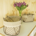 Košík drátěný s látkou set 2 ks
