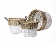 Košík proutěný hnědo-bílý sřední 38x28x26cm