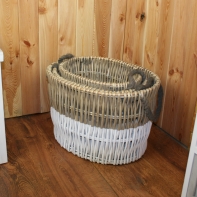 Košík proutěný hnědo-bílý sřední 38x28x26cm