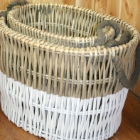Košík proutěný hnědo-bílý velký 45x35x30cm
