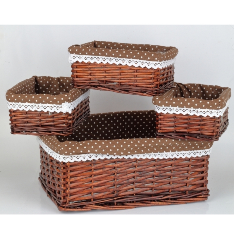 Košík proutěný s hnědou látkou 25x16,5cm