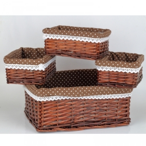 Košík proutěný s hnědou látkou 25x16,5cm