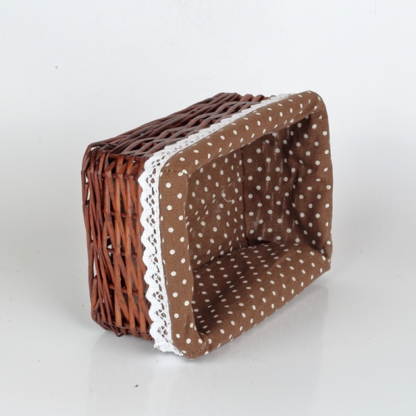 Košík proutěný s hnědou látkou 25x16,5cm