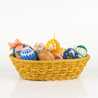 Košík proutěný žlutý 27x19x8cm