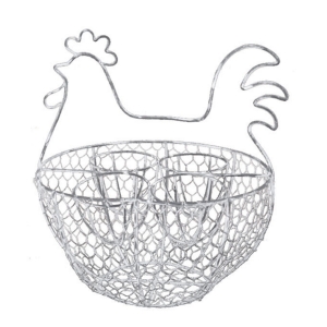 Košík SLEPIČKA se stojánkem na vajíčka šedý  23 x 19,5 x 17 cm drátěný 