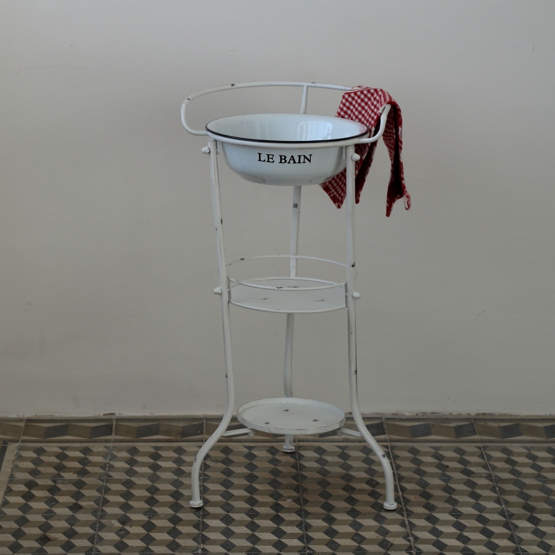 Koupelnový retro stojan bílý 80cm