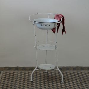 Koupelnový retro stojan bílý 80cm