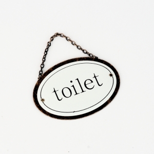 Kovová cedule na dveře TOILET 12x8cm