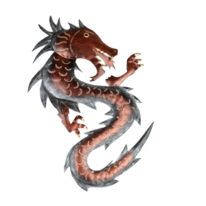 Kovová dekorace na zeď drak 50cm