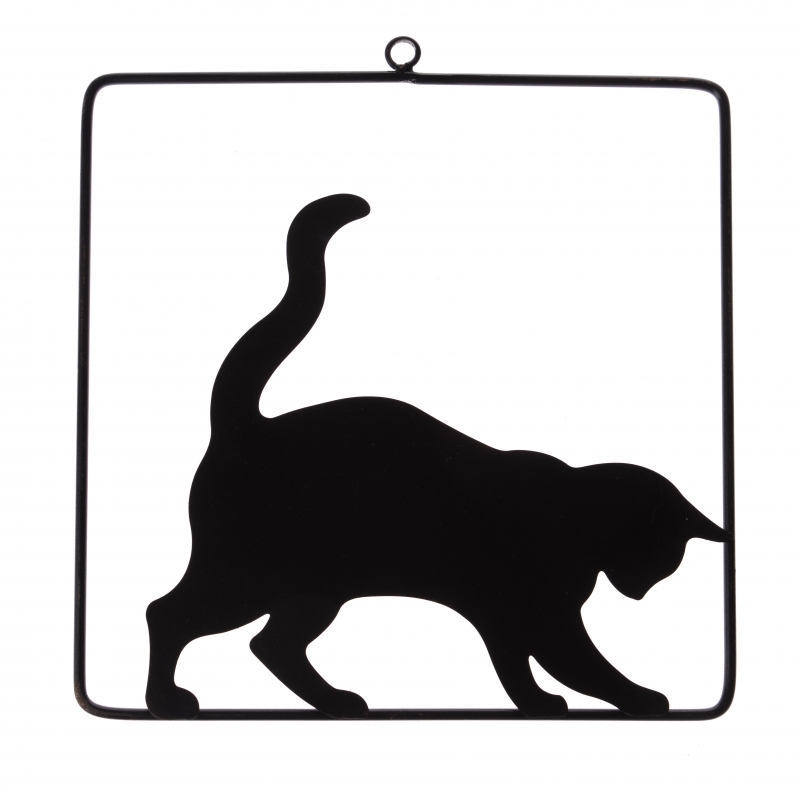 Kovová dekorace na zeď kočka 25x25cm