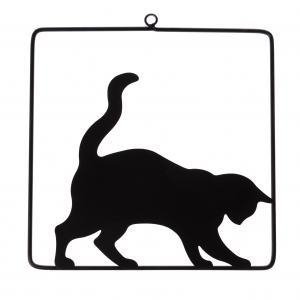 Kovová dekorace na zeď kočka 25x25cm