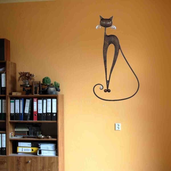 Kovová dekorace na zeď kočka 28×51cm