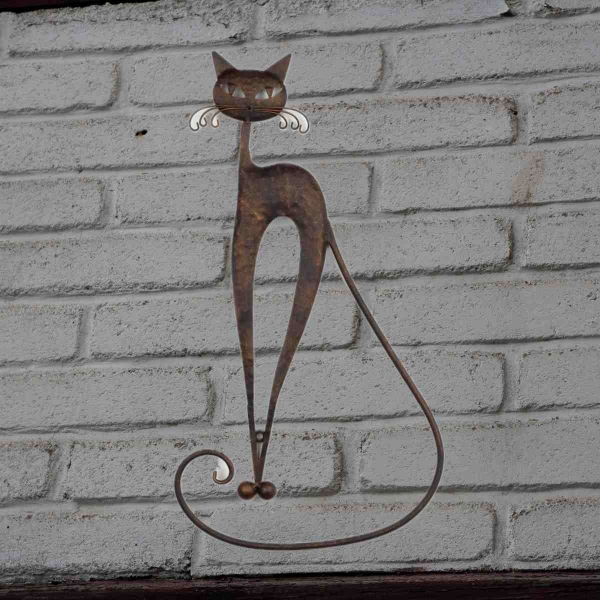 Kovová dekorace na zeď kočka 28×51cm