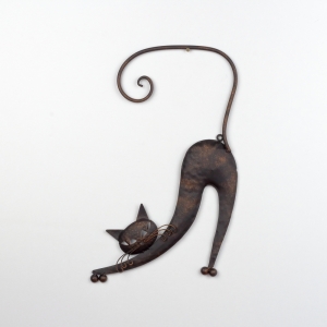 Kovová dekorace na zeď kočka 40x42cm