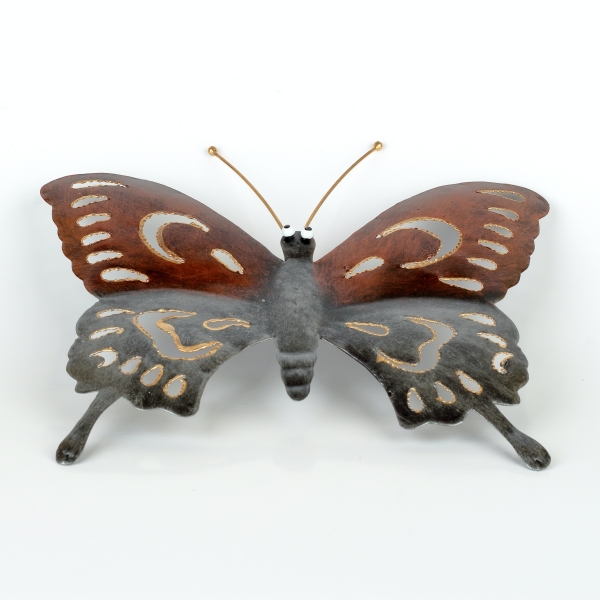 Kovová dekorace na zeď motýl barevný 25cm