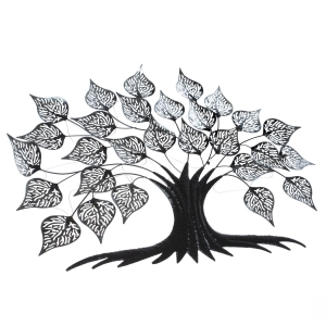 Kovová dekorace na zeď strom s LED světlem 77x56cm