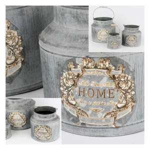 Kovová dekorační bandaska HOME (sada 3ks) 34/27/20cm