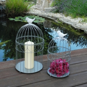 Kovová klec s ptáčkem set 2ks - 35/43cm