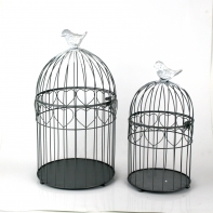 Kovová klec s ptáčkem set 2ks - 35/43cm