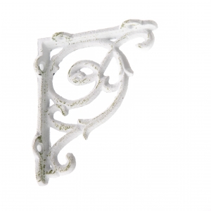 Kovová konzole s hákem  - bílá 18,4 x 15,6 x 3.8 cm