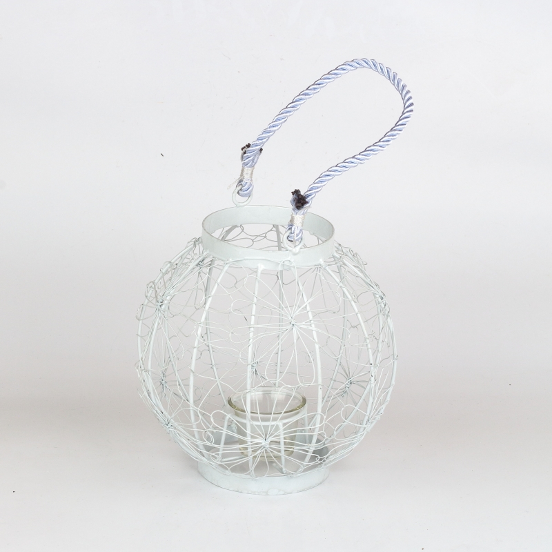 Kovová lucerna na čajovou svíčku bílá 