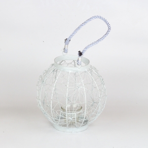 Kovová lucerna na čajovou svíčku bílá 