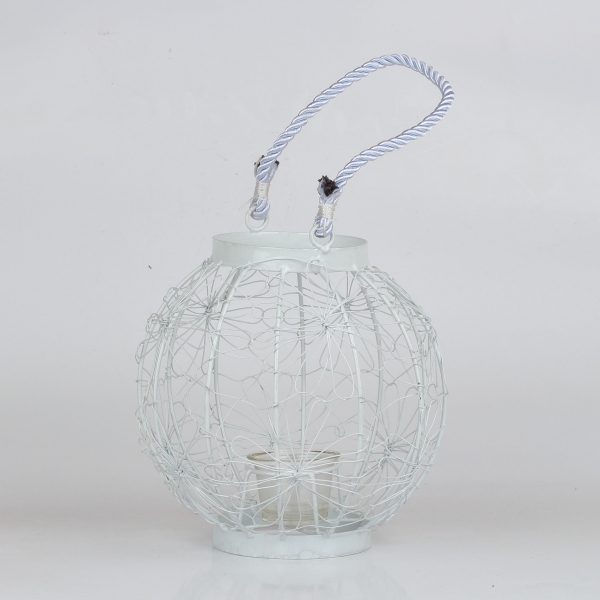 Kovová lucerna na čajovou svíčku bílá 