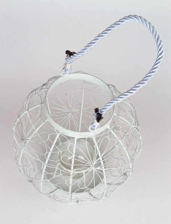 Kovová lucerna na čajovou svíčku bílá 