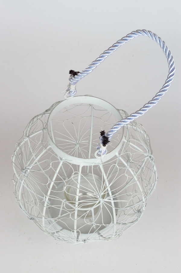 Kovová lucerna na čajovou svíčku bílá 