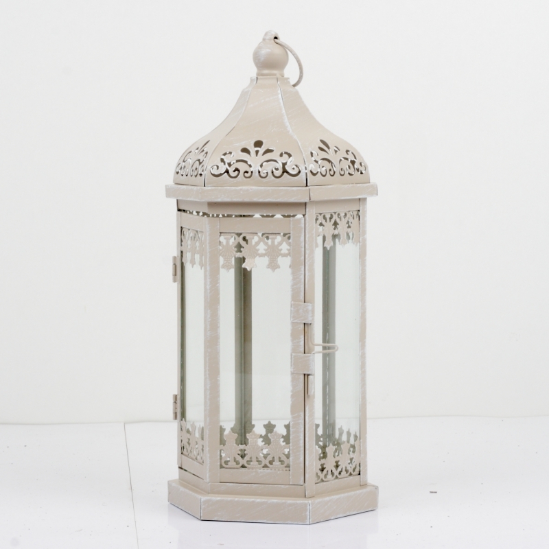 Kovová lucerna s patinou zdobená 36cm