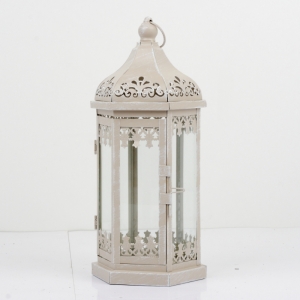 Kovová lucerna s patinou zdobená 36cm