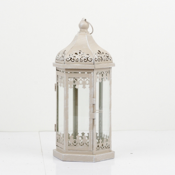 Kovová lucerna s patinou zdobená 36cm