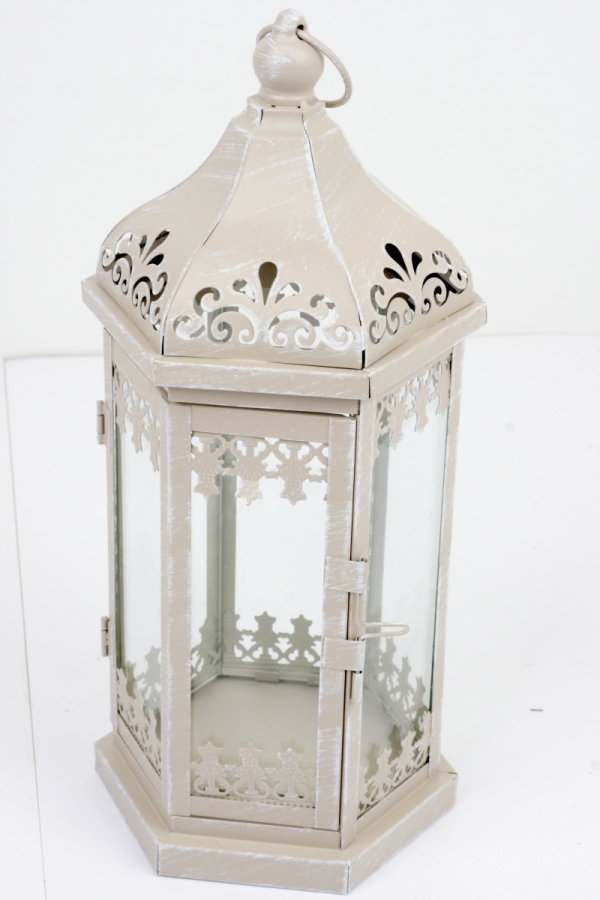 Kovová lucerna s patinou zdobená 36cm