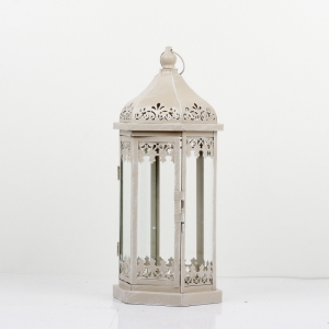 Kovová lucerna s patinou zdobená 46cm - rozbité sklo