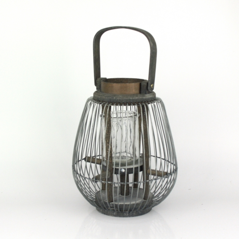 Kovová lucerna šedá 23cm