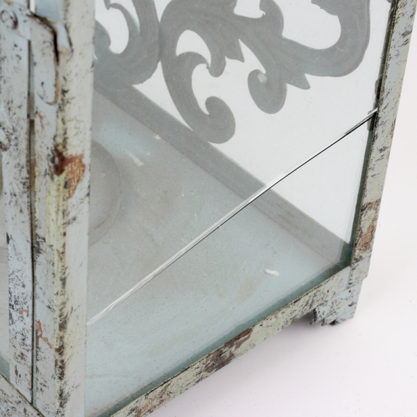 Kovová lucerna šedá zdobená 63x32x21cm vyřazeno- bez zasklení