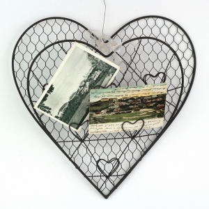 Kovová nástěnka srdce na fotky a vzkazy 33,5cm