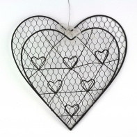 Kovová nástěnka srdce na fotky a vzkazy 33,5cm