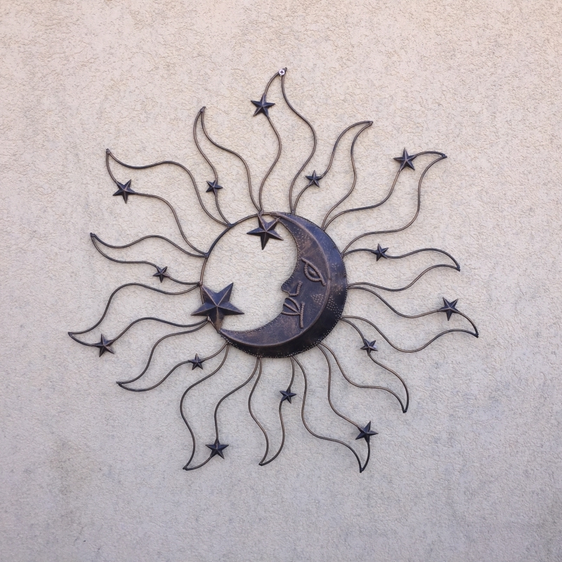 Kovová nástěnná dekorace měsíc 65cm