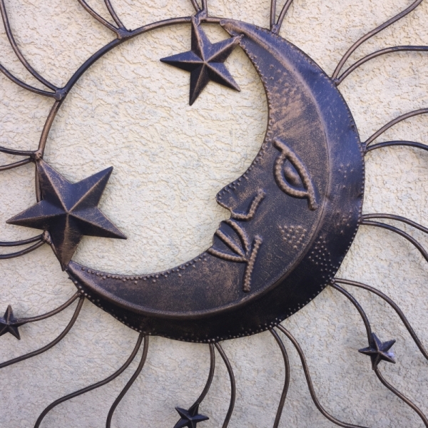 Kovová nástěnná dekorace měsíc 65cm