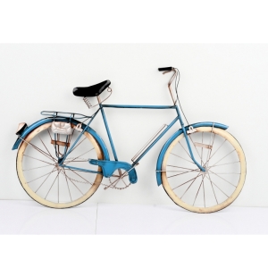 Kovová nástěnná dekorace modré jízdní kolo BICYKLE 89x53x5cm
