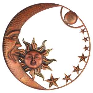 Kovová nástěnná dekorace slunce měsíc 51cm