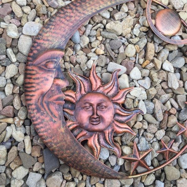 Kovová nástěnná dekorace slunce měsíc 51cm