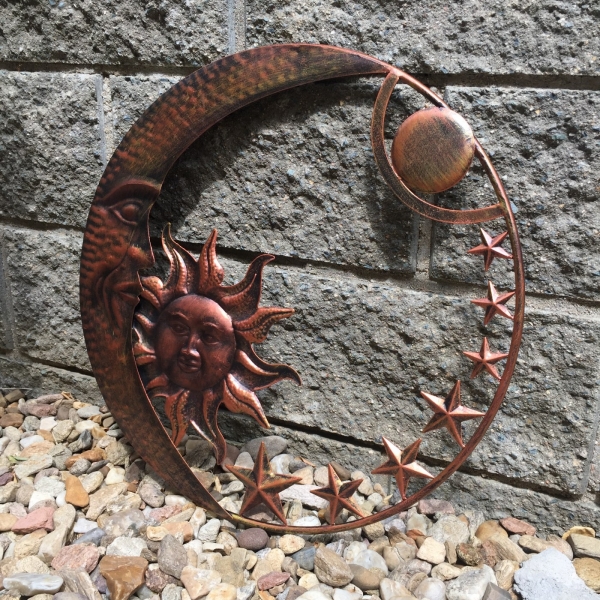 Kovová nástěnná dekorace slunce měsíc 51cm